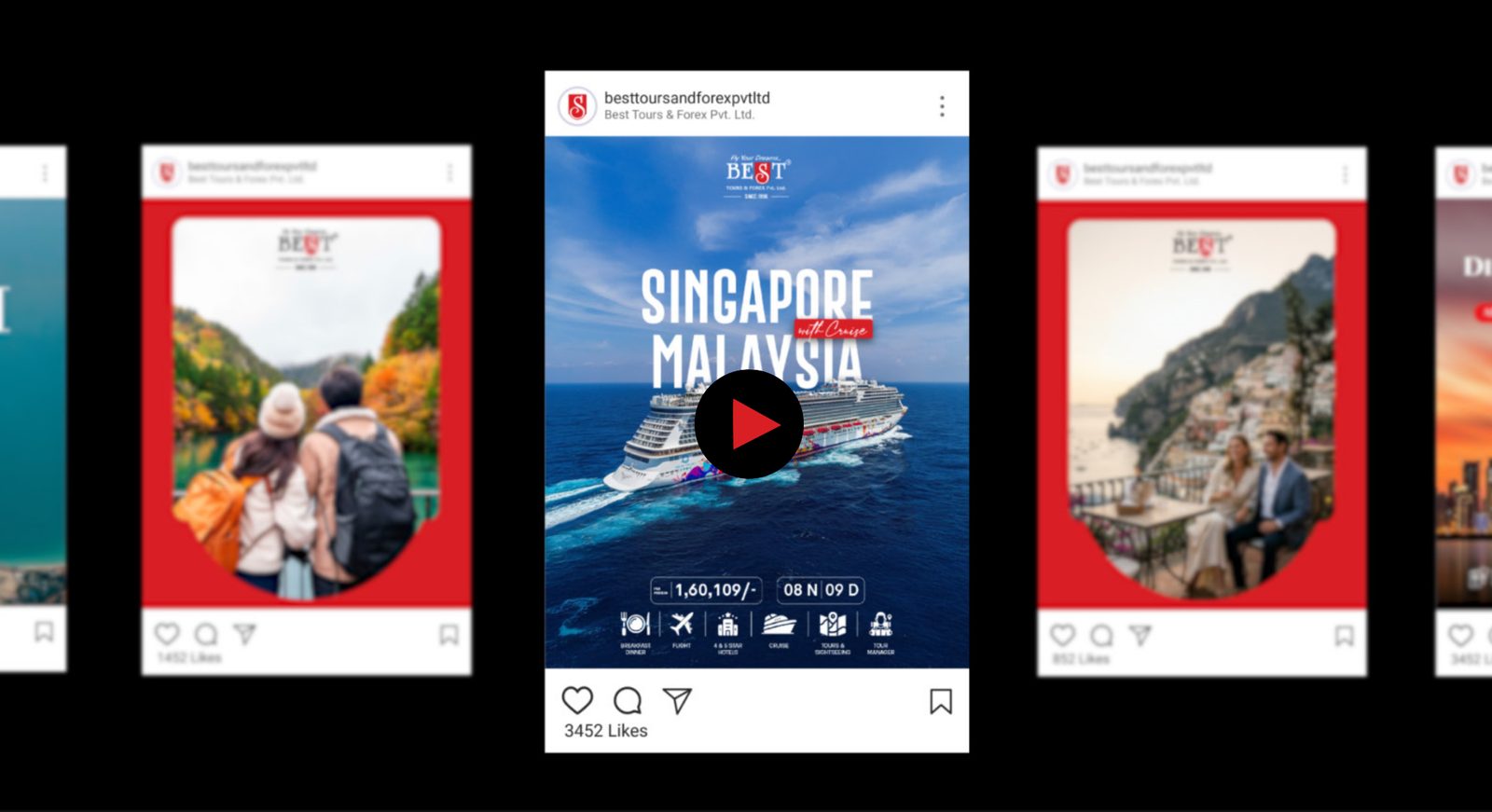 Instagram posts: Singapore Malaysia cruise and destination creatives
