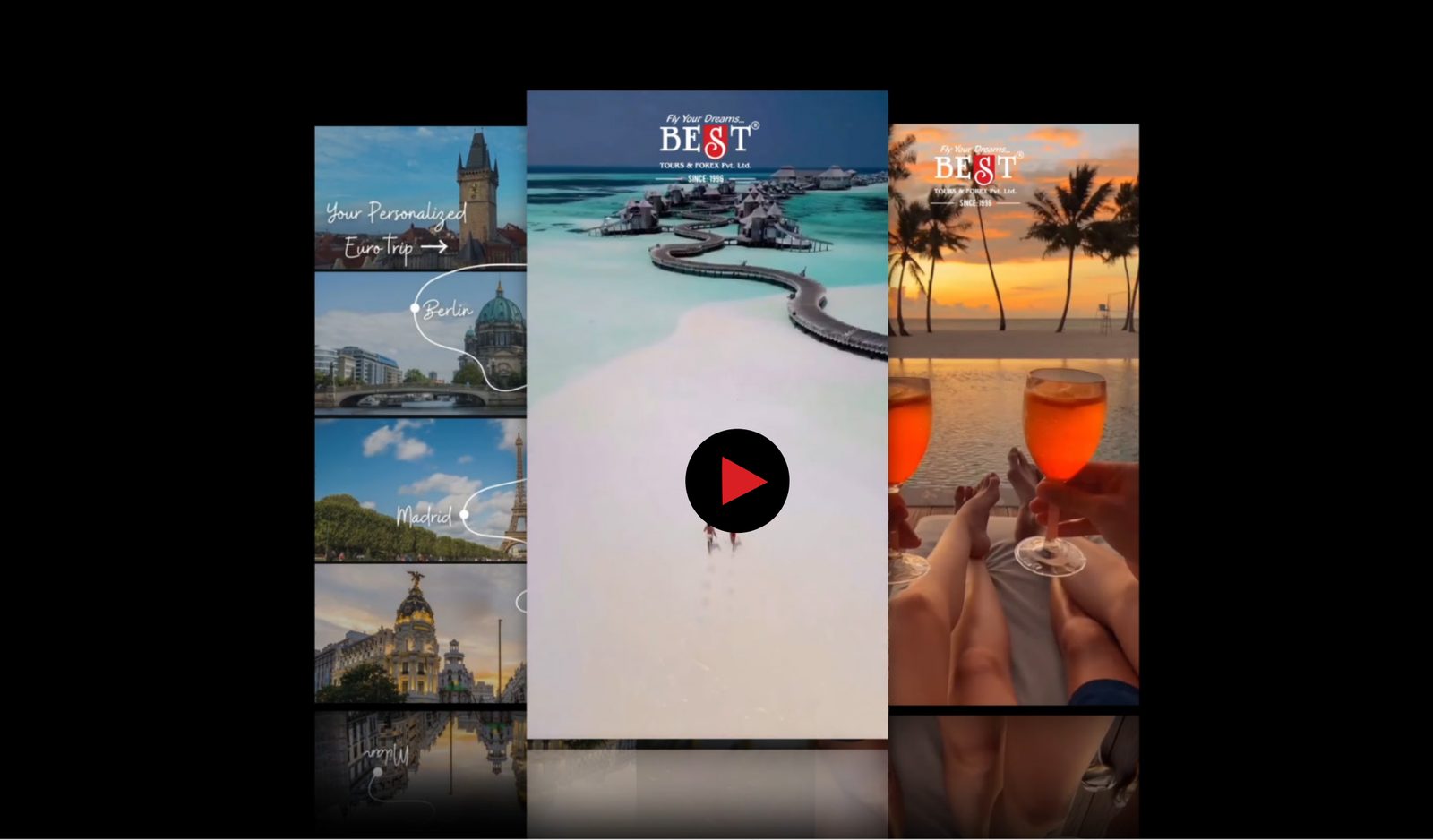 Story creatives for Euro trip, Maldives and beach holidays
