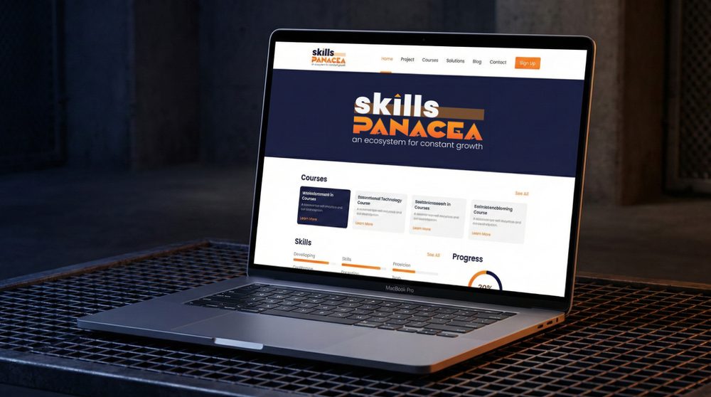 Skills Panacea website on a laptop