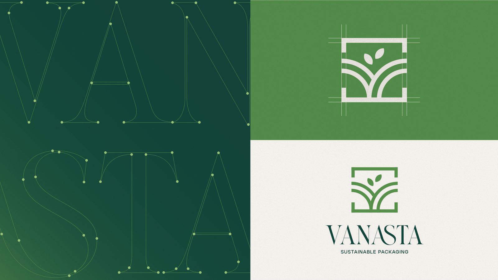 Vanasta wordmark construction and logo colour variations