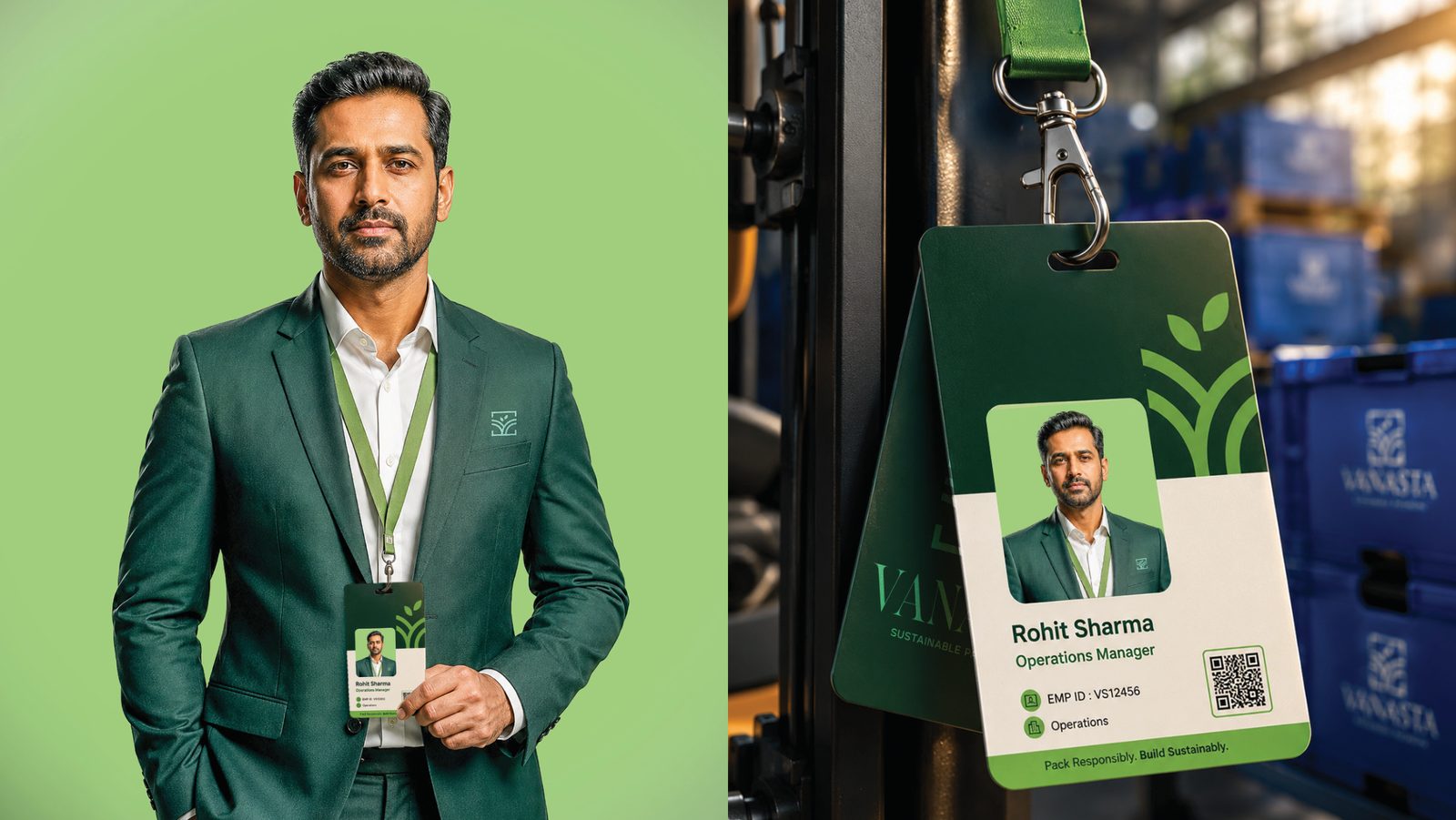 Vanasta team portrait and employee ID card